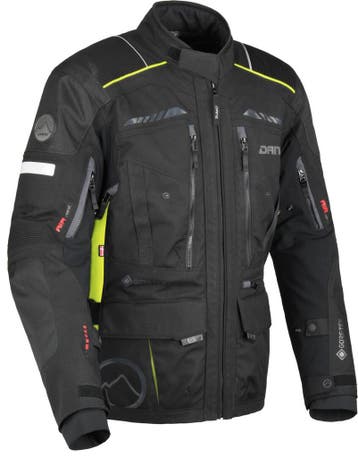 DANE Hornum Zwart Gele Waterdichte Textiele Motorjas, Motoren, Kleding | Motorkleding, Nieuw met kaartje, Jas | textiel, DANE