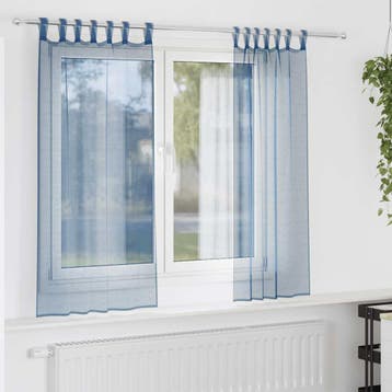 vidaXL Gordijnen voile met lussen 2 st 140x140 cm, Verzenden, Nieuw, Blauw
