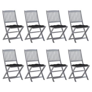 vidaXL Tuinstoelen 8 st inklapbaar met kussens massief, Tuin en Terras, Tuinstoelen, Verzenden, Nieuw, Hout