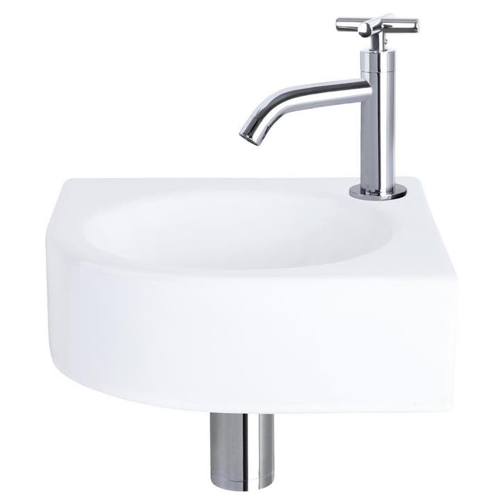 Fonteinset Differnz Cleo 30x30x10 cm Keramiek Wit Met Kruis, Huis en Inrichting, Badkamer | Badkamermeubels, 25 tot 50 cm, Overige typen