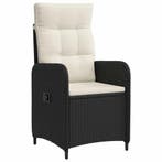 vidaXL Verstelbare tuinstoel Zwart en Cream Wit 57 x 63 x 94, Verzenden, Nieuw, Rotan
