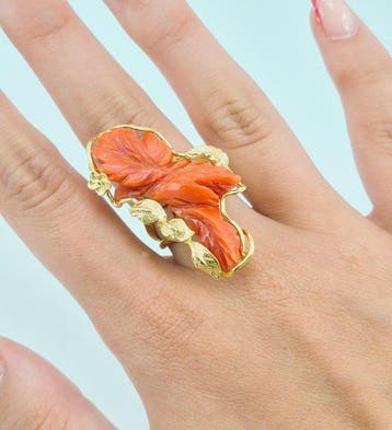 Zilver, Verguld Ring - CORALLO MEDITERRANEO