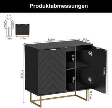Commode - Dressoir - Ladekast - 80x40x78 cm - Zwart - UEV, Verzenden, Zo goed als nieuw