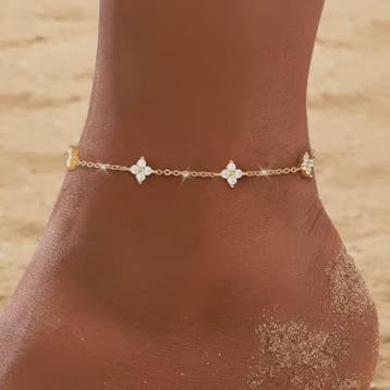 Dames Anklet Klavertje Vier Bloemen - 18K Goudkleurig, Water, Verzenden, Nieuw