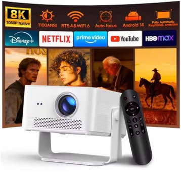1080P Projector 1100ANSI Auto Focus Wifi6 BT5.4 Android14, Verzenden, Nieuw