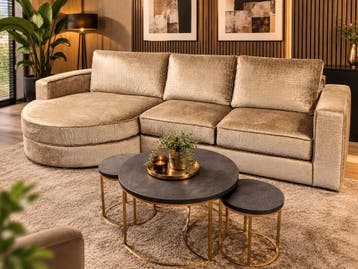 Hoekbank Edyta Croco Goud 290x150  Luxe Design, 125 tot 150 cm, Hotelchique, Hoekbank, Ophalen of Verzenden