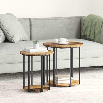 vidaXL Bijzettafelset 2 st Bruin 50 x 50 x 50,5 cm, Huis en Inrichting, Tafels | Bijzettafels, Verzenden, Nieuw