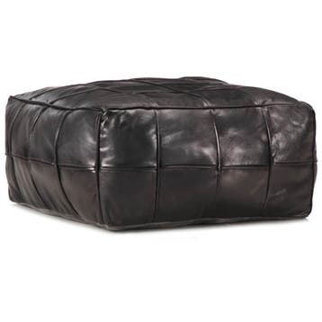 vidaXL Poef 60x60x30 cm echt geitenleer zwart, Verzenden, Nieuw