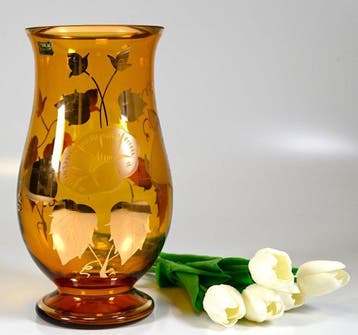 Egermann - Vaas - Kristal - Amber Kristall Vase, Antiek en Kunst, Antiek | Glas en Kristal