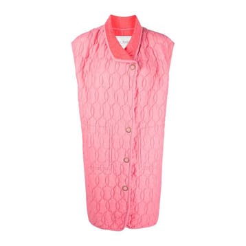 Forte_Forte • lang gewatteerd gilet in roze • S, Kleding | Dames, Verzenden, Nieuw, Roze, Maat 36 (S)