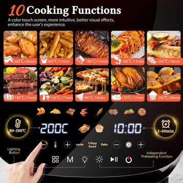 Airfryer XXL - heteluchtfriteuse - 8L - 2000W - Zwart, Verzenden, Zo goed als nieuw