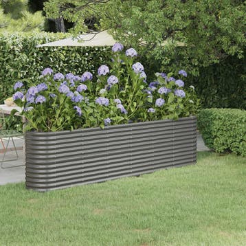 vidaXL Plantenbak 260x40x68 cm gegalvaniseerd staal grijs, 100 cm of meer, Verzenden, Nieuw, Metaal