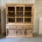 Buffetkast /Vitrinekast - schuifdeuren -teakhout - TTM Wonen, Huis en Inrichting, Kasten | Buffetkasten, 200 cm of meer, Glas