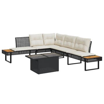 vidaXL 2-delige Loungeset met kussens poly rattan en glas, Verzenden, Nieuw, 2 zitplaatsen, Loungeset
