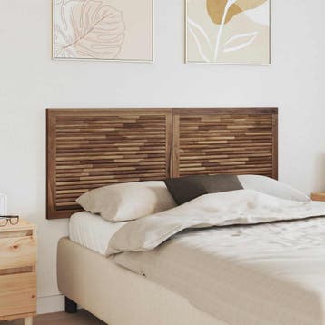 vidaXL Bed Hoofdbord Naturel Massief Teakhout, Verzenden, Nieuw, Bruin, Hout