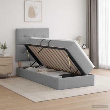 vidaXL Opslag bed met matras met opslag Lichtgrijs 100 x 200, Huis en Inrichting, Slaapkamer | Bedden, Verzenden, Nieuw, Eenpersoons
