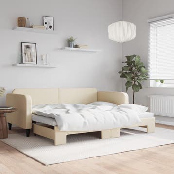 vidaXL Slaapbank met onderschuifbed 90x200 cm stof, 90 cm, Eenpersoons, Verzenden, Nieuw