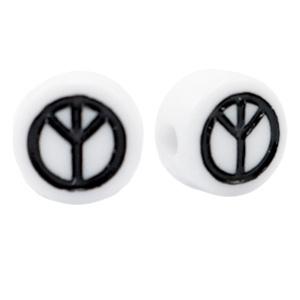100 x Letterkralen van acryl peace White-black, Ophalen of Verzenden, Nieuw, Kraal