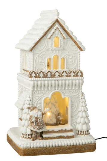 Peperkoek Led Huis + Kerstman Limepowder Beige/Wit, Verzenden, Nieuw