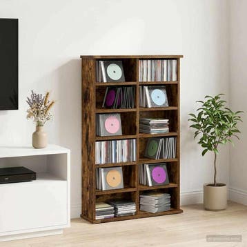 vidaXL CD Kast Gerookt eiken 60 x 17 x 92 cm Bewerkt hout, Verzenden, Nieuw