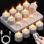 Oplaadbare LED Theelichtjes Set van 12 met Afstandsbediening, Verzenden, Nieuw