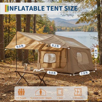 Opblaasbare Glamping Tent voor Camping - Waterdicht, 4-Seizo