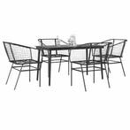 vidaXL 5-delige Tuinset poly rattan glas zwart, Verzenden, Nieuw, 4 zitplaatsen, Tuinset