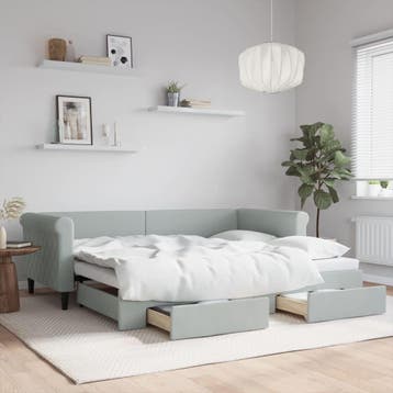 vidaXL Slaapbank onderschuifbed en lades 90x200 cm fluweel, 90 cm, Eenpersoons, Verzenden, Nieuw