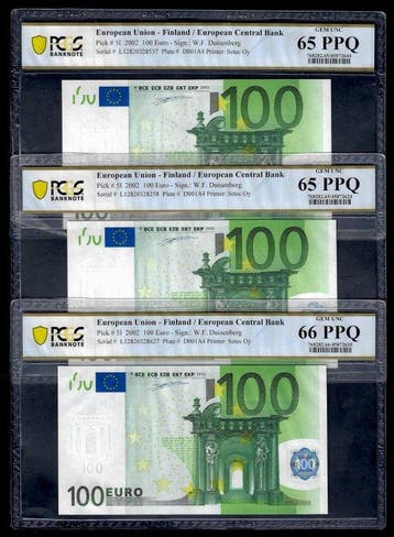 Europese Unie, Finland. - 3 x 100 Euro - 2002 - Pick 5l