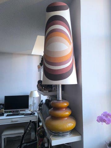 Staande lamp - Glas, Metaal, stof