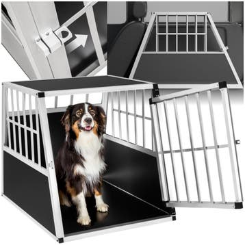 Hondenbench single met schuine achterwand - zwart, Verzenden, Nieuw
