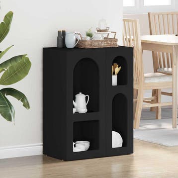 vidaXL Dressoir ELST Zwart 59 x 35 x 80.5 cm Bewerkt hout, Verzenden, Nieuw, Overige houtsoorten, Minder dan 50 cm