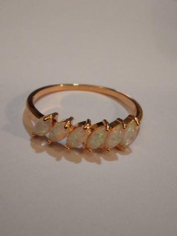 Zonder minimumprijs - Ring Zilver, Sprankelende Opaal Ring -, Sieraden, Tassen en Uiterlijk, Nieuw