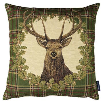 gobelin kussen groen ruit hert 45x45cm, Verzenden, Nieuw