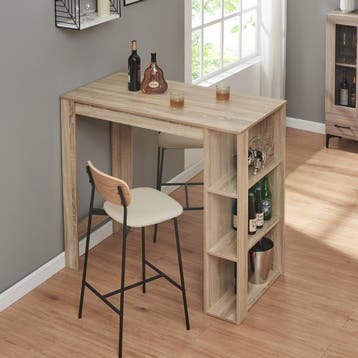 Bartafel Danderyd met 3 planken 120x60x105,5 cm eikenkleurig, Huis en Inrichting, Verzenden, Nieuw