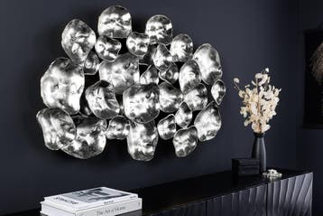 Moderne wanddecoratie VARIATION 105cm zilver metaal, Huis en Inrichting, Woonaccessoires | Vazen, Ophalen of Verzenden, Nieuw