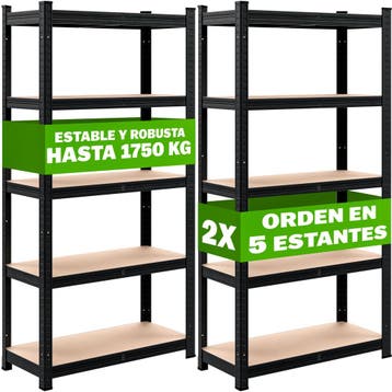 Stellingkast 2 Stuks Zwart 180x90x40cm (Kasten, Interieur), Verzenden, Nieuw