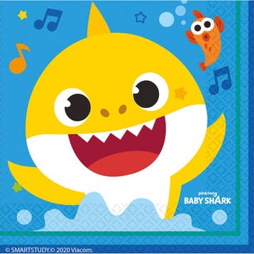 Servetten Baby Shark (16st), Ophalen of Verzenden, Nieuw