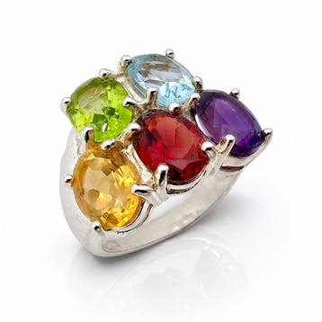 Zonder minimumprijs - Ring Zilver - Meerdere stenen, Nieuw