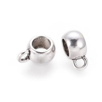 2 x Hanger met oog voor 2 mm leer – zilverkleur – 10,5 x, Ophalen of Verzenden, Nieuw, Bedel