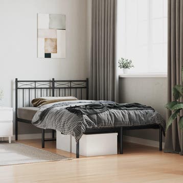 vidaXL Bedframe met hoofdbord metaal zwart 120x200 cm, Verzenden, Zwart, Nieuw, Twijfelaar
