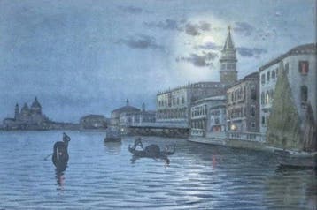 Italiaanse school (XX) - Venezia notturna, Antiek en Kunst