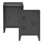 Nachtkast Inari set van 2 metaal 57x40x30 cm zwart [en.casa], Verzenden, Nieuw