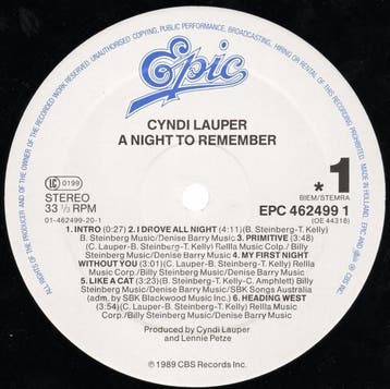 Cyndi Lauper - A Night To Remember, Ophalen of Verzenden, Gebruikt