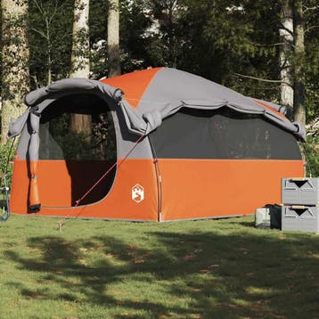 vidaXL Tunneltent 6-persoons waterdicht grijs en oranje, Caravans en Kamperen, Tenten, Verzenden, Nieuw, Tot en met 2