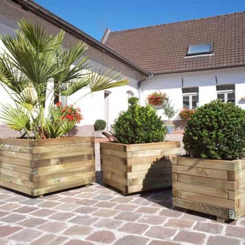 Set van 3 Plantenbakken met Worteldoek Grenen 40/50/60 cm, Verzenden, Nieuw, Hout, Tuin