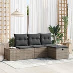 vidaXL Bankstel met kussen 4 pcs poly rattan, Verzenden, Nieuw, Rotan, 4 zitplaatsen