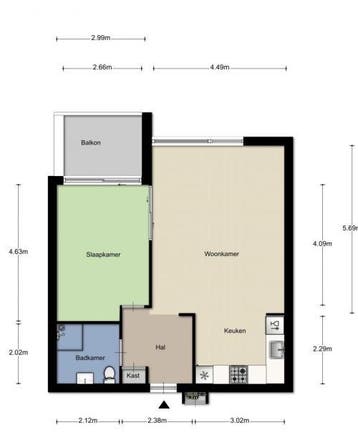 Te Huur 2 Kamer Appartement Greide In Eindhoven, Noord-Brabant, Direct bij eigenaar, Eindhoven, Appartement