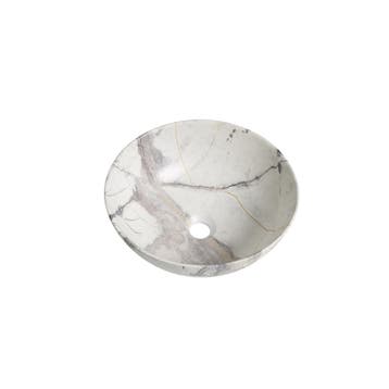 Waskom Luisa 41x41x15cm marmerlook wit geaderd grijs, Verzenden, Nieuw