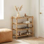 vidaXL Schoenenrek met plank Naturel 4-laags Bamboe, Verzenden, Nieuw